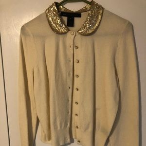 Marc Jacobs sweater with bedazzled gold collar.